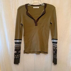We The Free Army Green Mikah Layering Thermal Long Sleeve Top